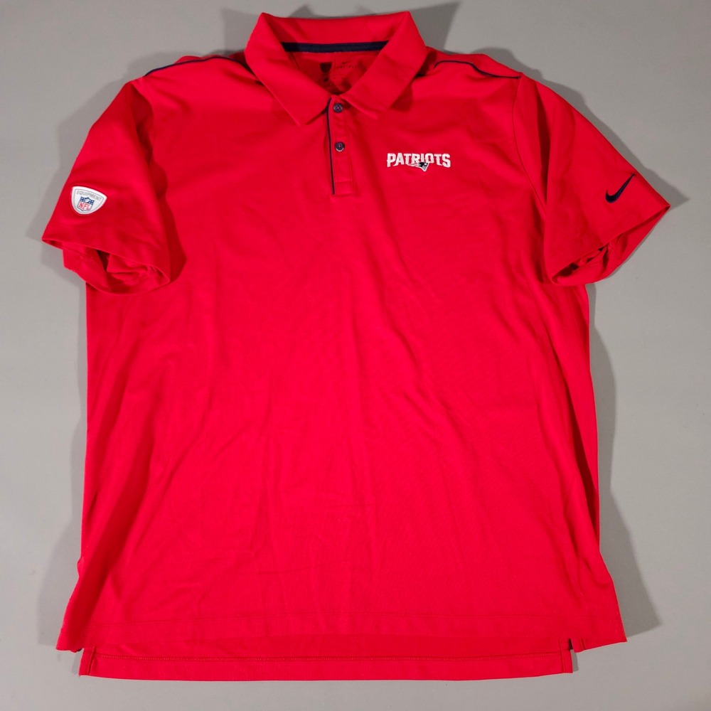 Nike Polo Shirt Mens 2XL Red Patriots NFL Training Dri-FIT AO3130-657